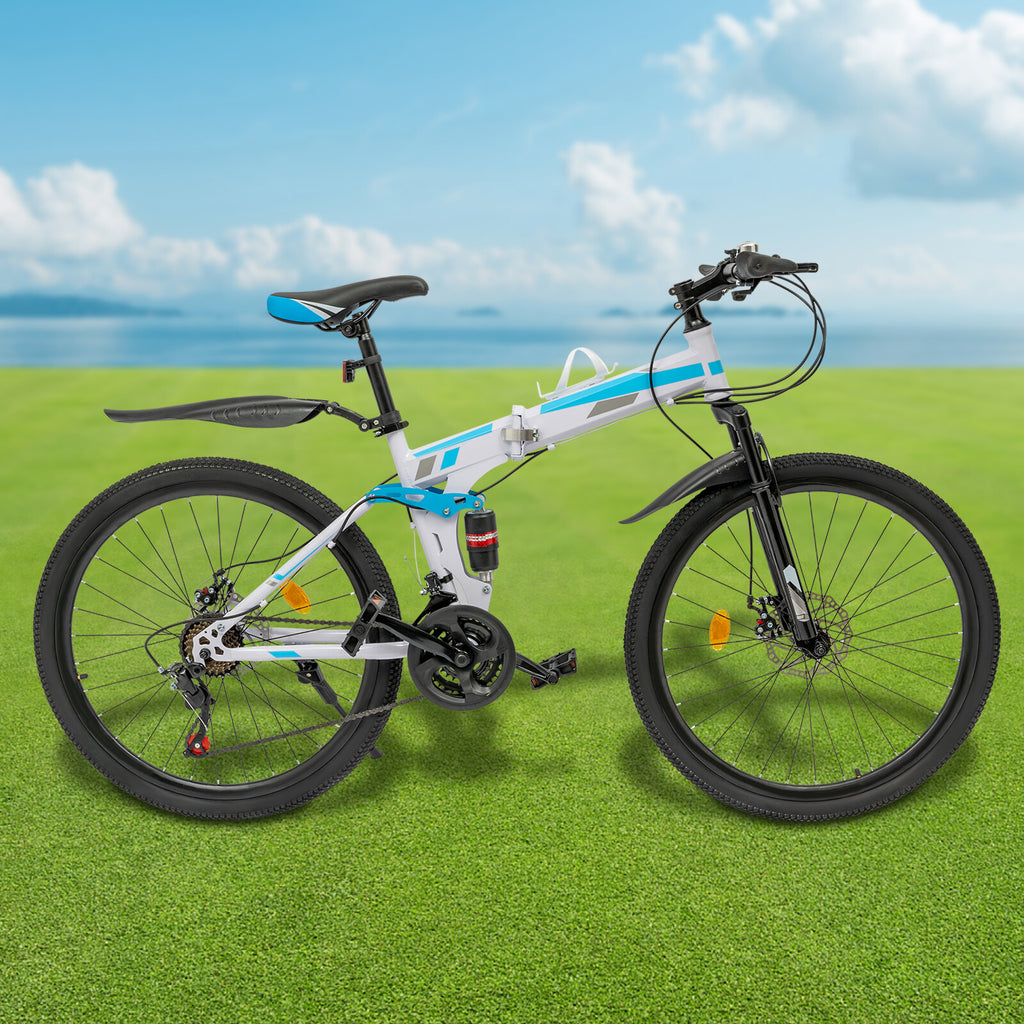 26" Folding Mountain Bike 21 Speed Men Bikes MTB Bicycle School Dual Disc Brake