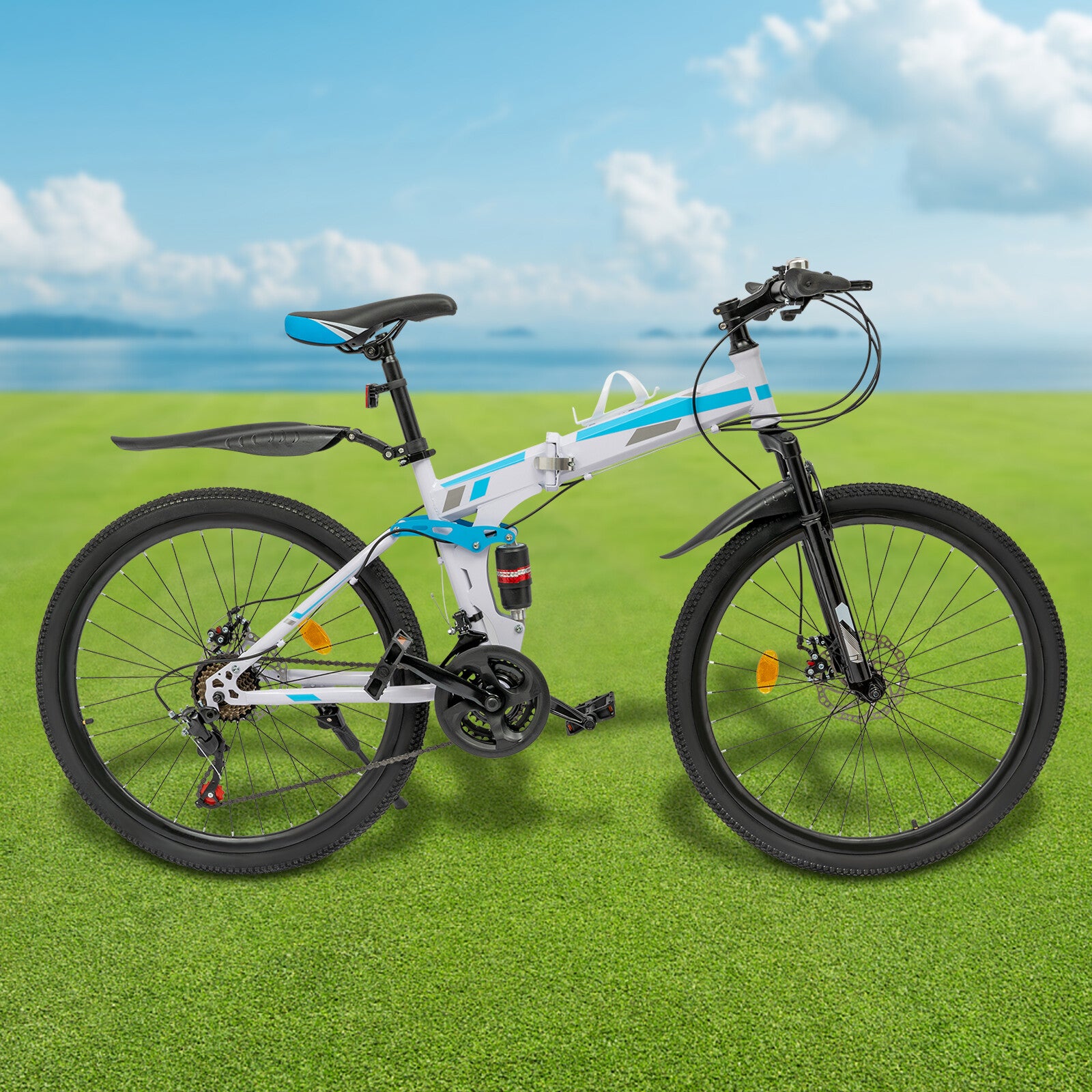 26" Folding Mountain Bike 21 Speed Men Bikes MTB Bicycle School Dual Disc Brake