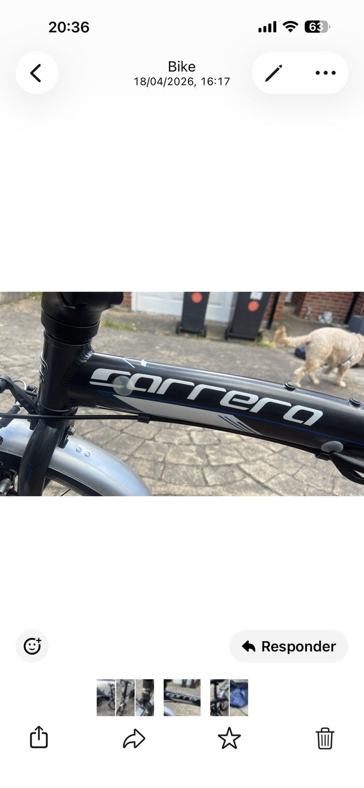 Carrera Folding Bike 20in Medium Black/Silver V-Brake Rack Mudguards Bell