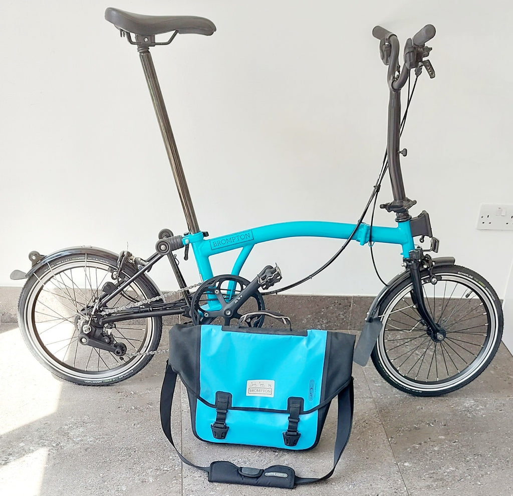 Turquoise Blue 2017 M6L 6-speed Brompton Black Edition + Ortlieb Bag + Toolkit