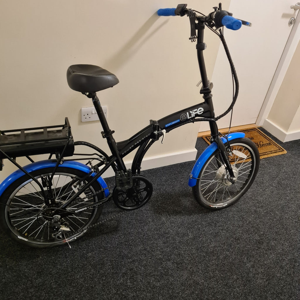 elife Infusion Power Assisted Folding Bike 153cm × 30cm x 94cm L/ W/H Used Once