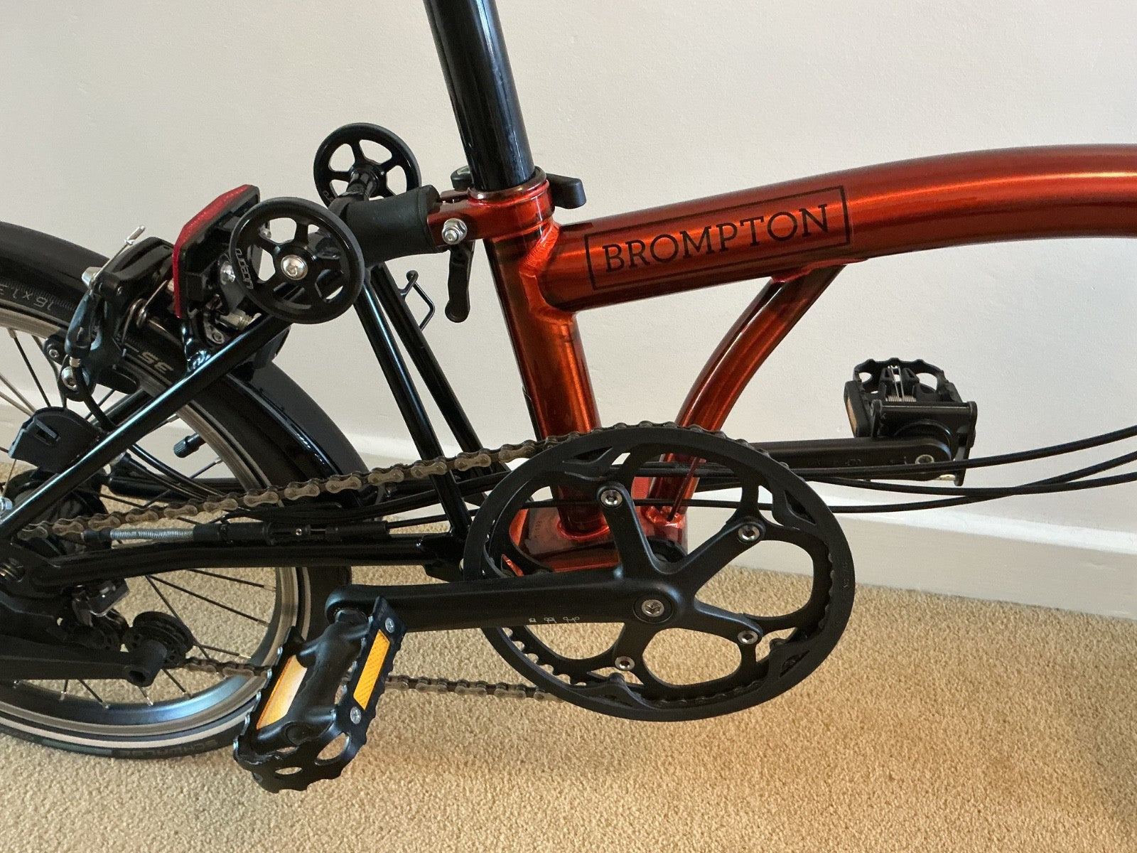 Brompton C Line Flame Red Lacquer low bar 6 speed