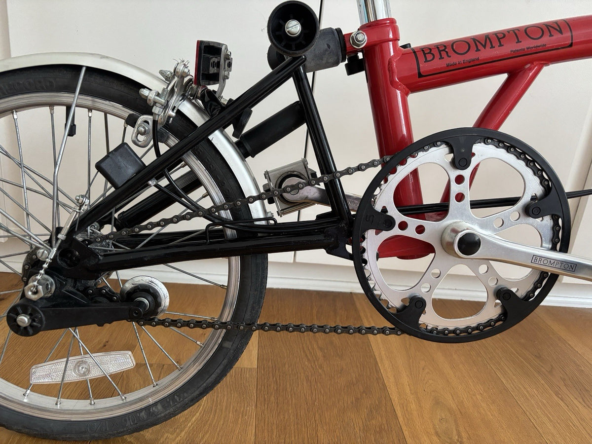 Brompton Folding Bike 16in Red 3-Speed Hub Gears Mudguards Reflectors