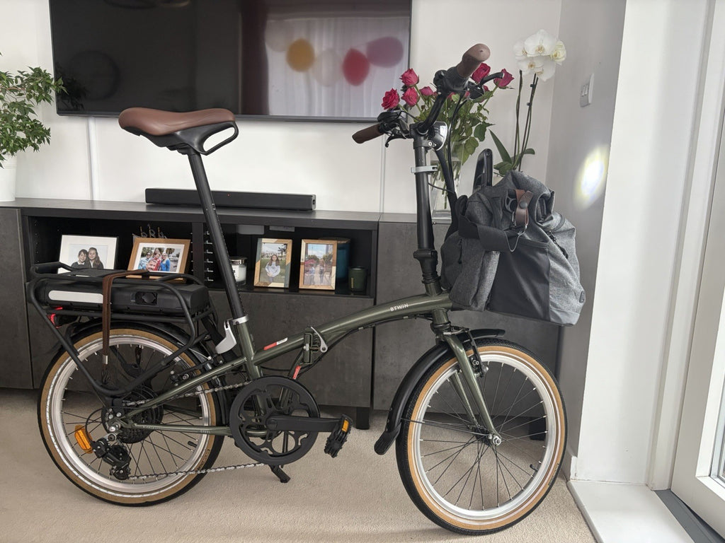 B’TWIN E-FOLD 500-GREEN FOLDING BICYCLE 20" WITH FRONT BAG