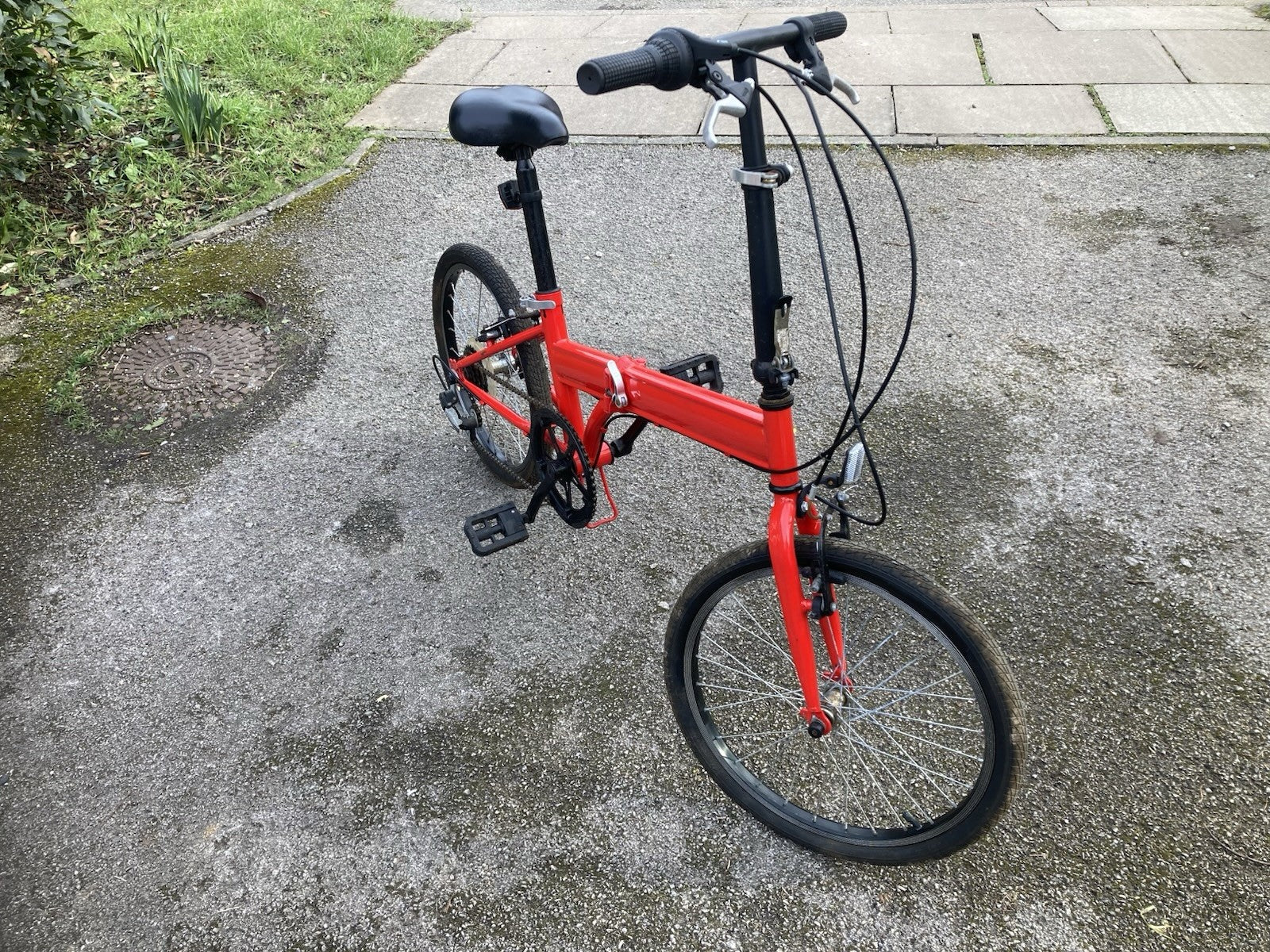 Bright Red Folding Bike with 7 Speed