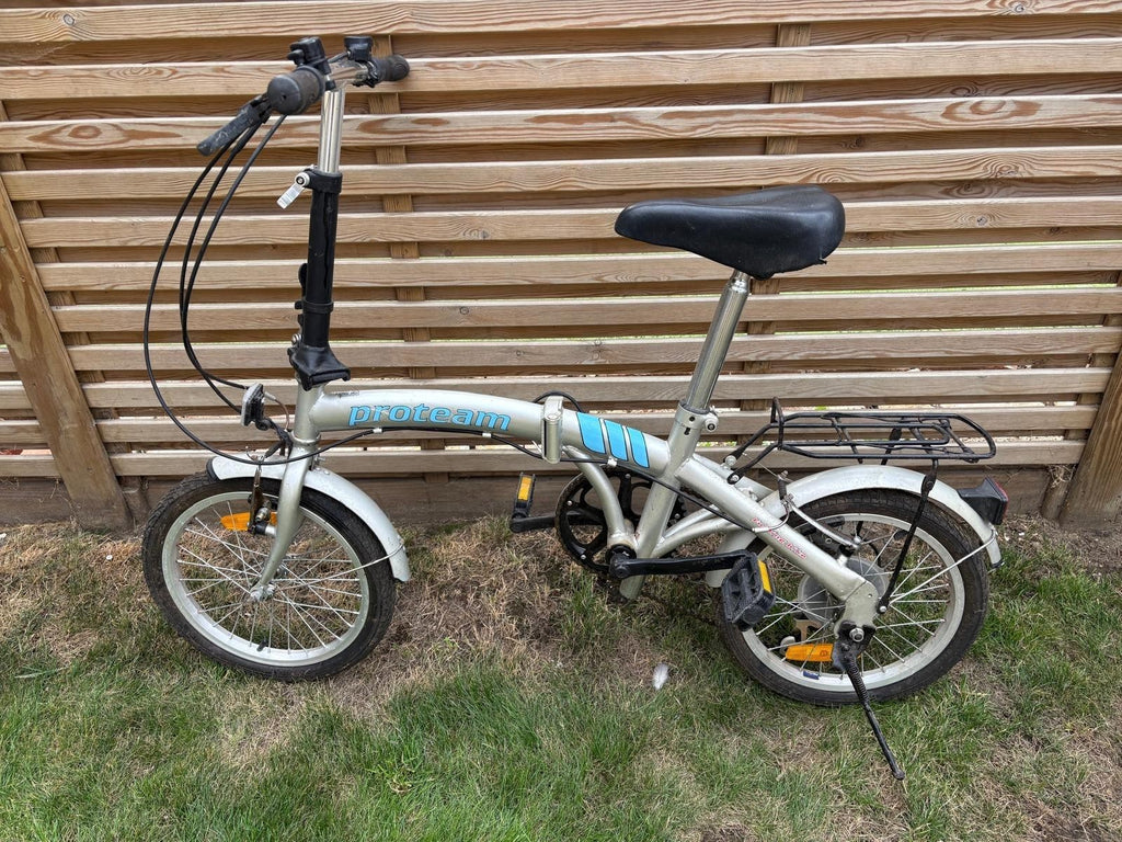Proteam Folding Bike, silver & blue, adjustable seat, good for commuting