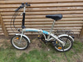 Proteam Folding Bike, silver & blue, adjustable seat, good for commuting