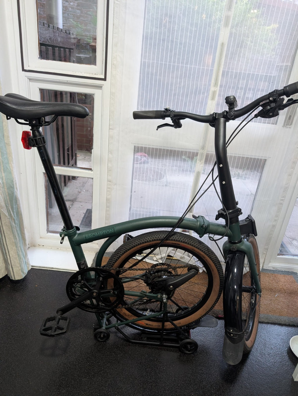 Brompton G Line with Optional Extras. 20" Rims, Green, 8-Speed, Rack, Mudguards