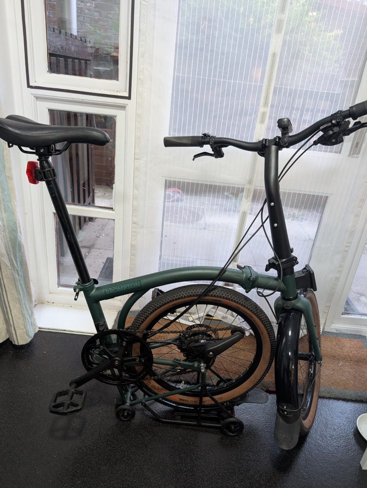 Brompton G Line with Optional Extras. 20" Rims, Green, 8-Speed, Rack, Mudguards
