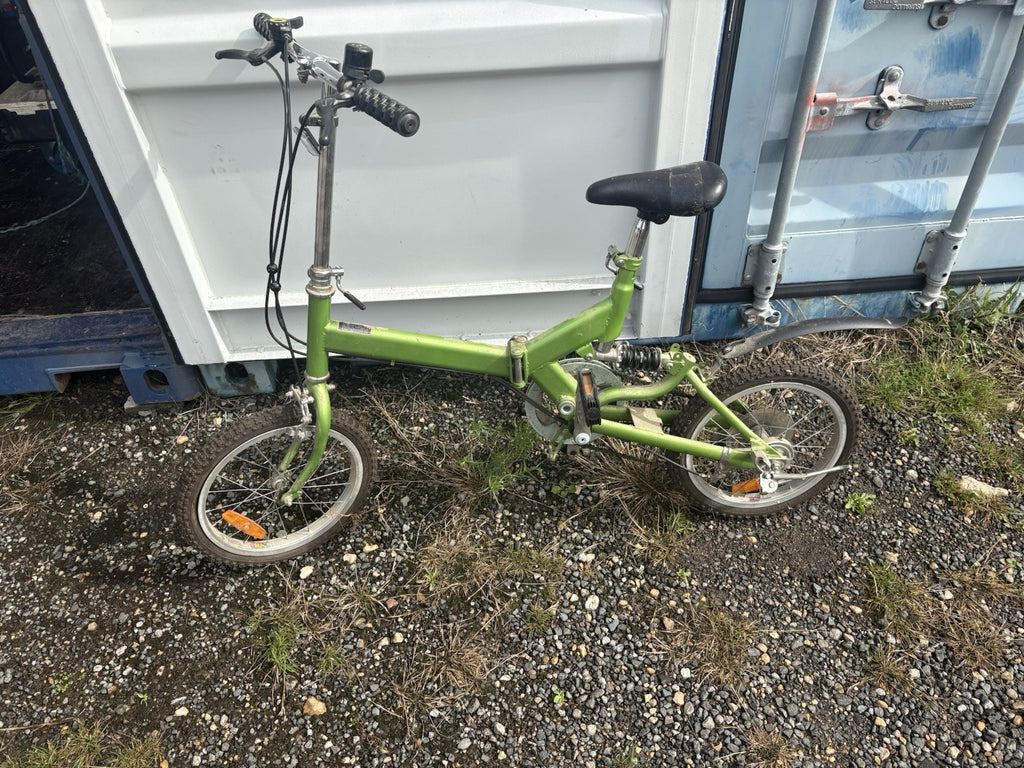Green Folding Bike with BMX Bar Handlebars and Small Wheels, BMX-Style