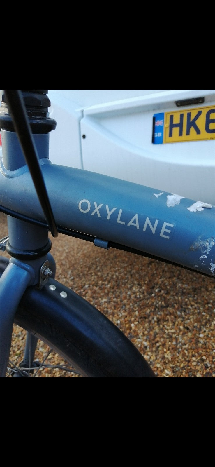 Blue Oxylane Folding Bike.. Works Read Advert