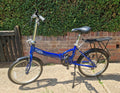 Apollo Buck Folding Bike 20in Blue with Rear Rack Mudguards Kickstand