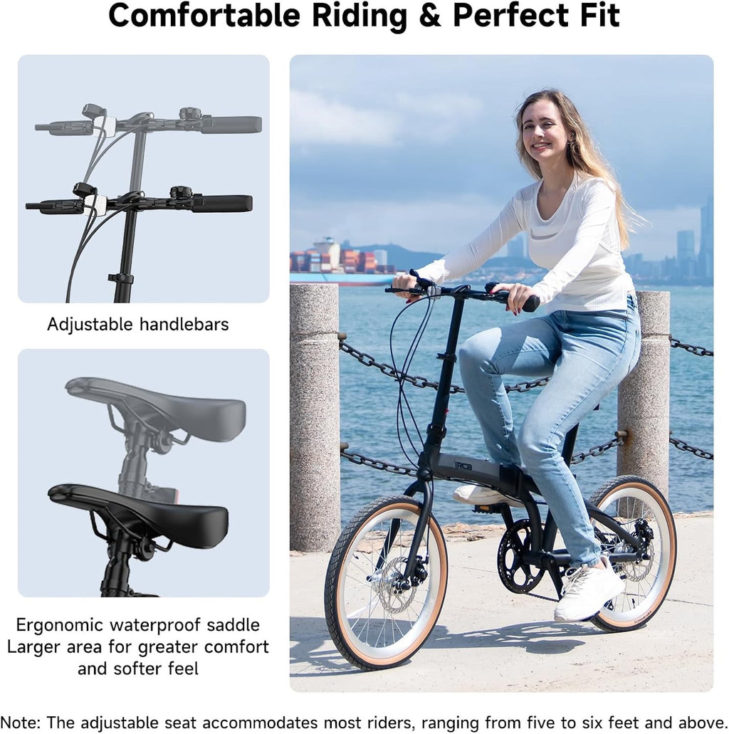 RCB GK4 Folding Bike 20 Inch, Foldable Bicycle with Aluminium Frame, 7-Speed Gea