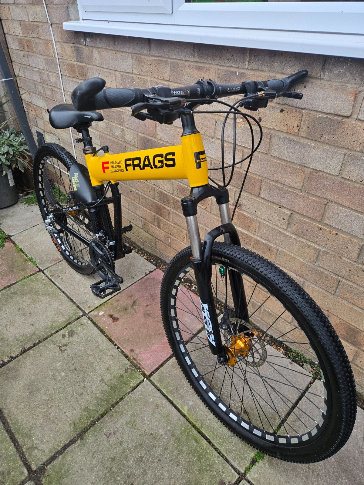 SERVICED Yellow/Black Frags F 18" Frame Folding Mountain Bike