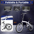 White Folding Bike Foldable City Bike for Adult 20" Commute Bicycle 6 Speed Gear