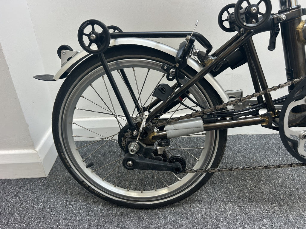 Used Brompton S6L Raw Lacquer 6 Speed Folding Bike with Rear Rack