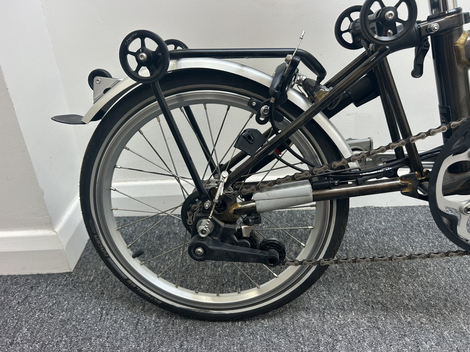 Used Brompton S6L Raw Lacquer 6 Speed Folding Bike with Rear Rack