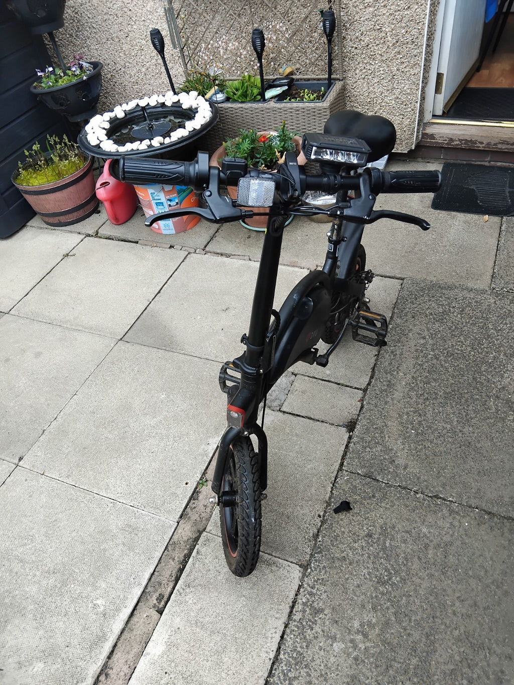 DYU 14in Folding Bike Black/Red Flat Bar Mechanical Disc Brakes Mudguards