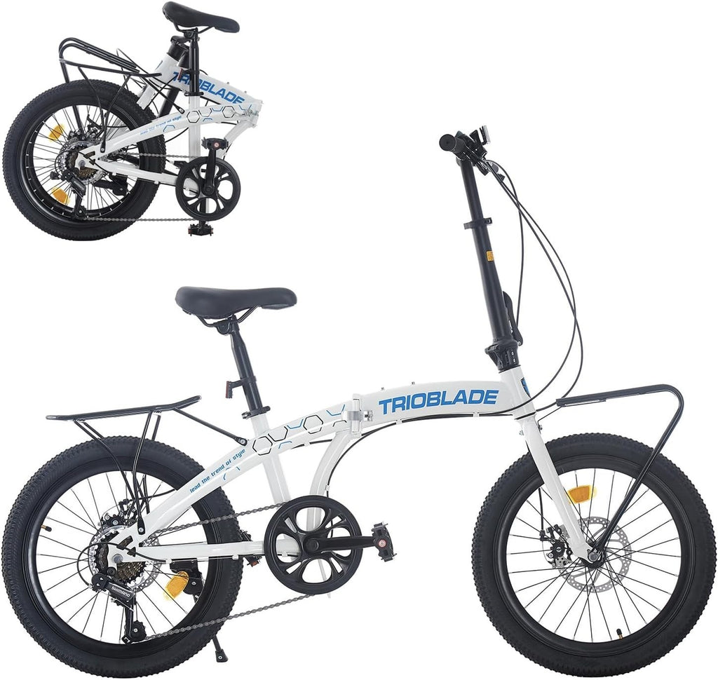 20" Folding Lightweight Bike 7-Speed Shimano Disc Brakes Commuter Bicycle