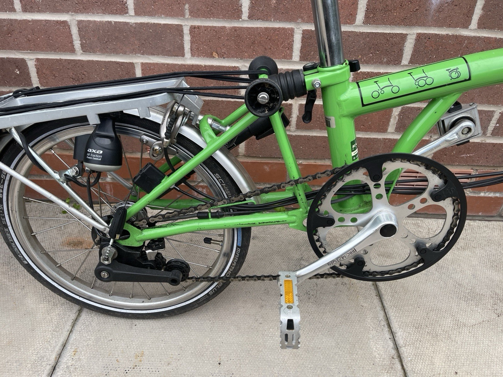 Brompton Folding Bike M6R 6 Speed Green 2008 M Type Rack Mudguards Lights