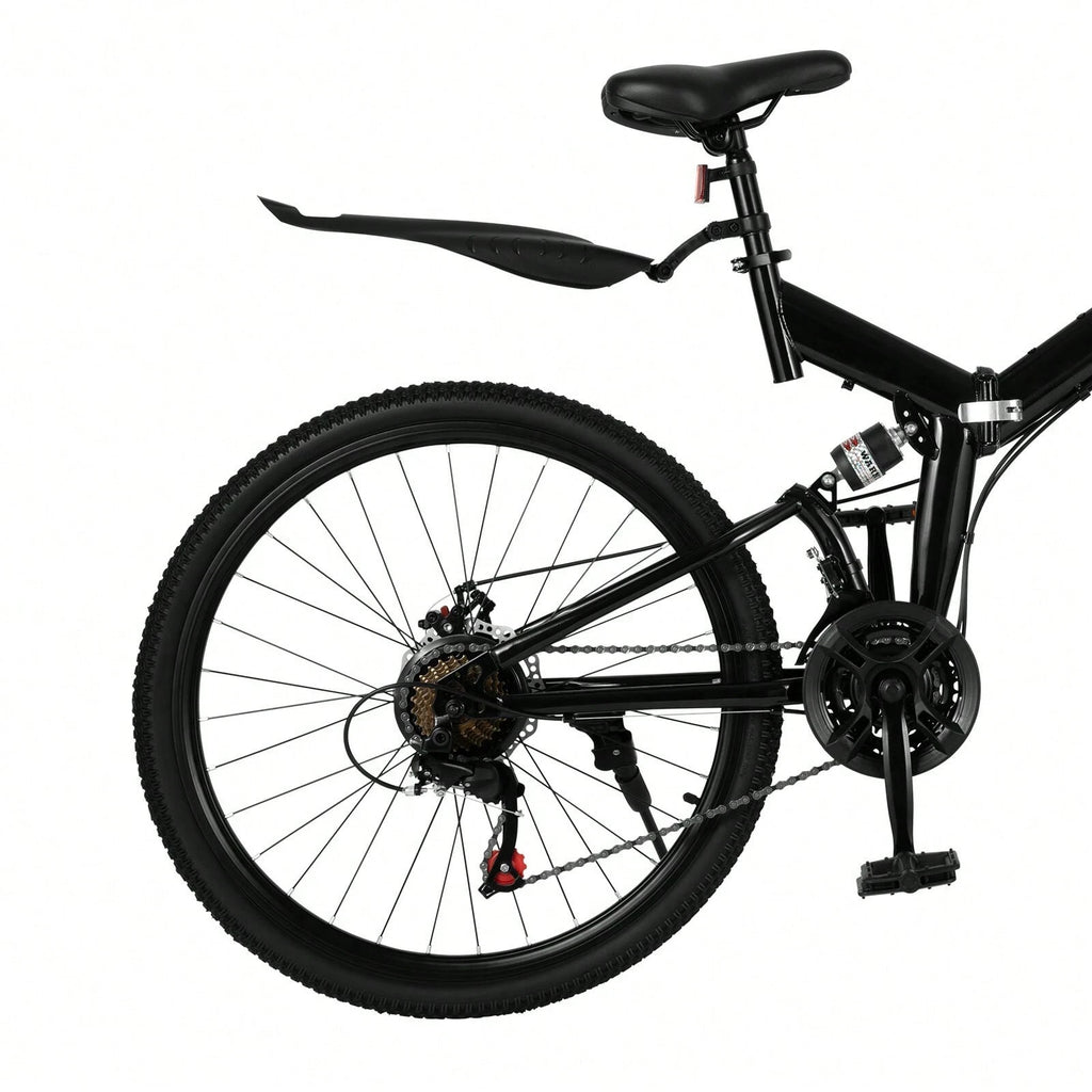 26 in Folding Mountain Bike 21-Speed MTB Bicycle Full Suspension Disc Brake Bike