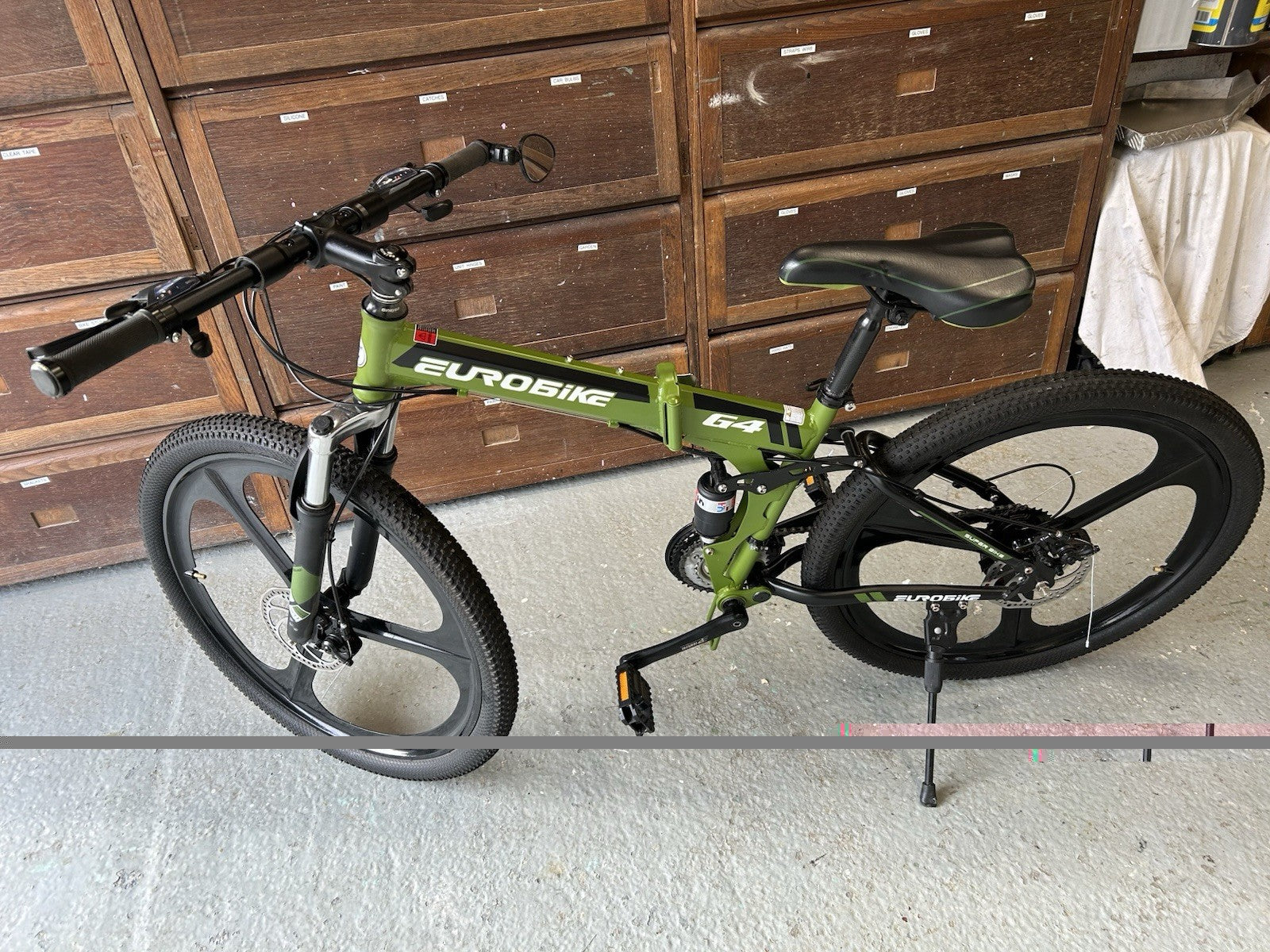 Eurobike G4 26" 21-Speed Foldable Mountain Bicycle Army Green