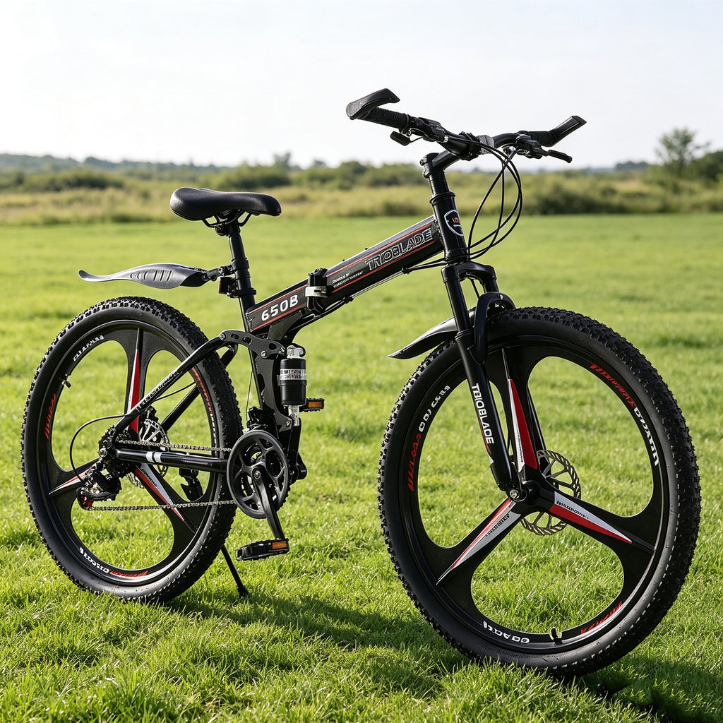 27.5Inch Folding Mountain Bike 21 Speed Full Suspension Bicycle For Men Women UK
