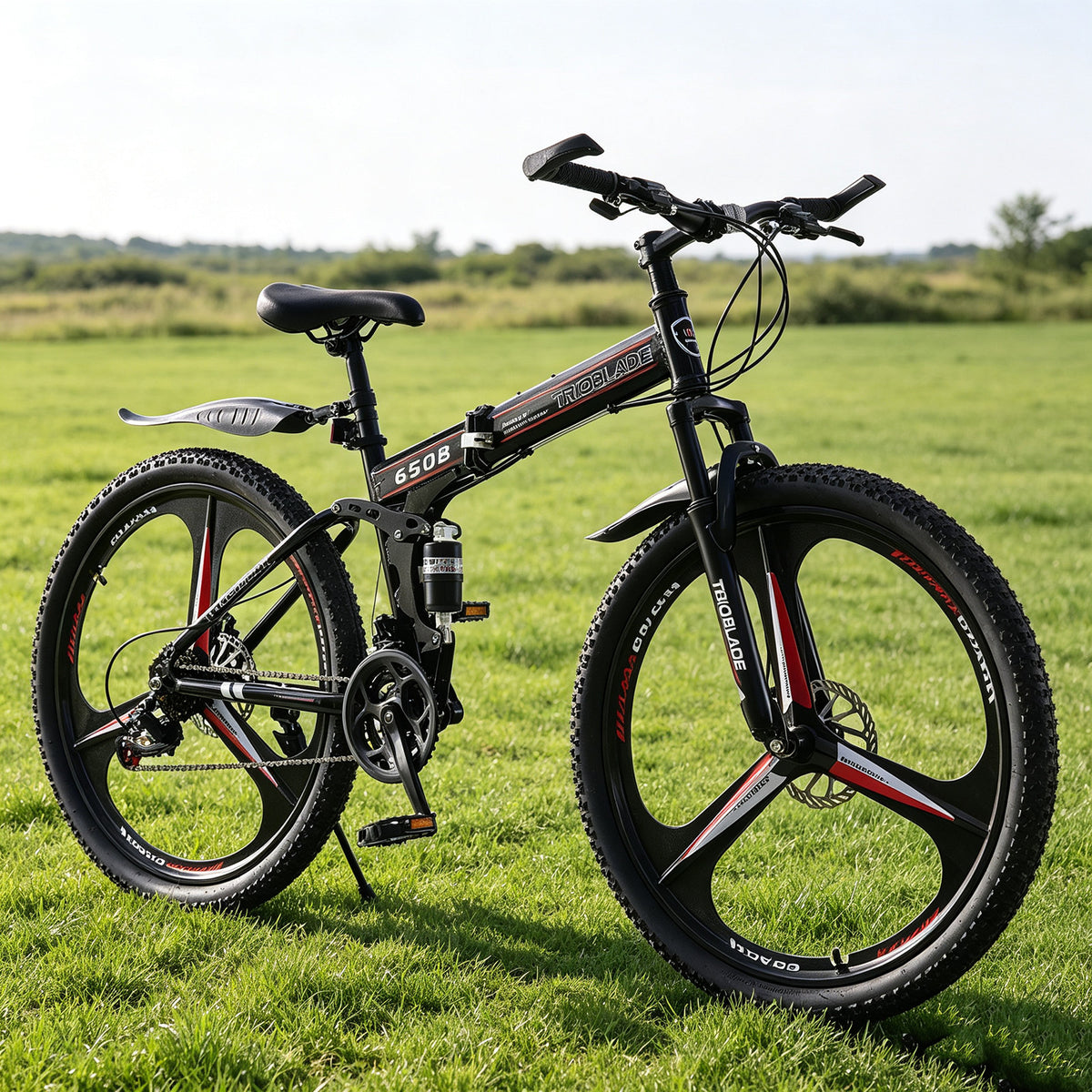 27.5Inch Folding Mountain Bike 21 Speed Full Suspension Bicycle For Men Women UK