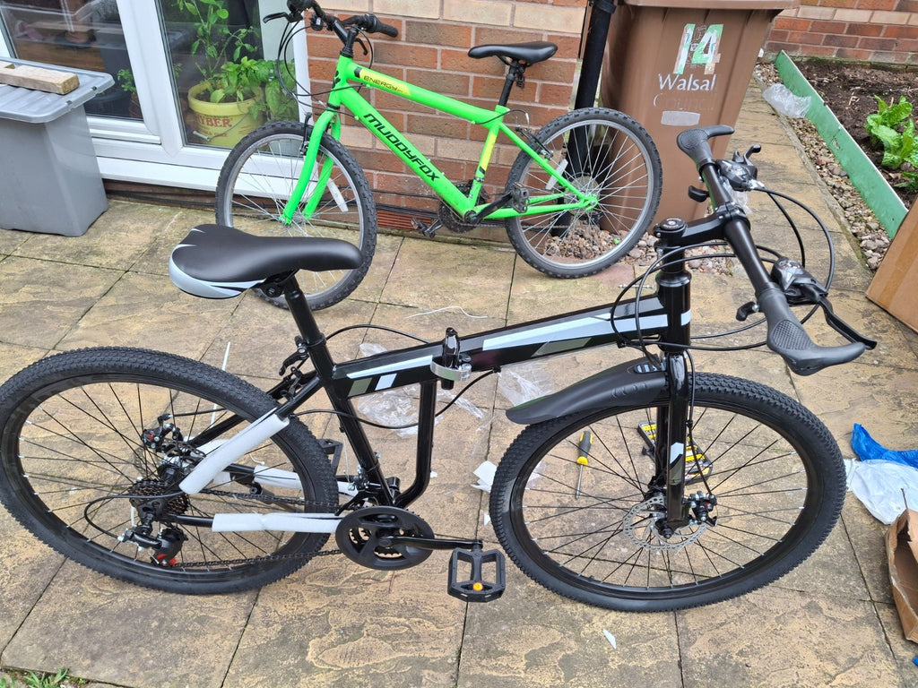 Folding Mountain Bike 26 inch Wheels Full Suspension Bicycle Matte Black
