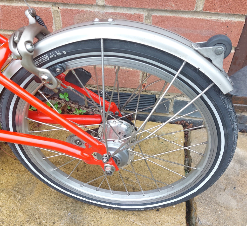 Brompton 3-Speed Red & Yellow Folding Bike + Front Travel Bag ('T-Bag')