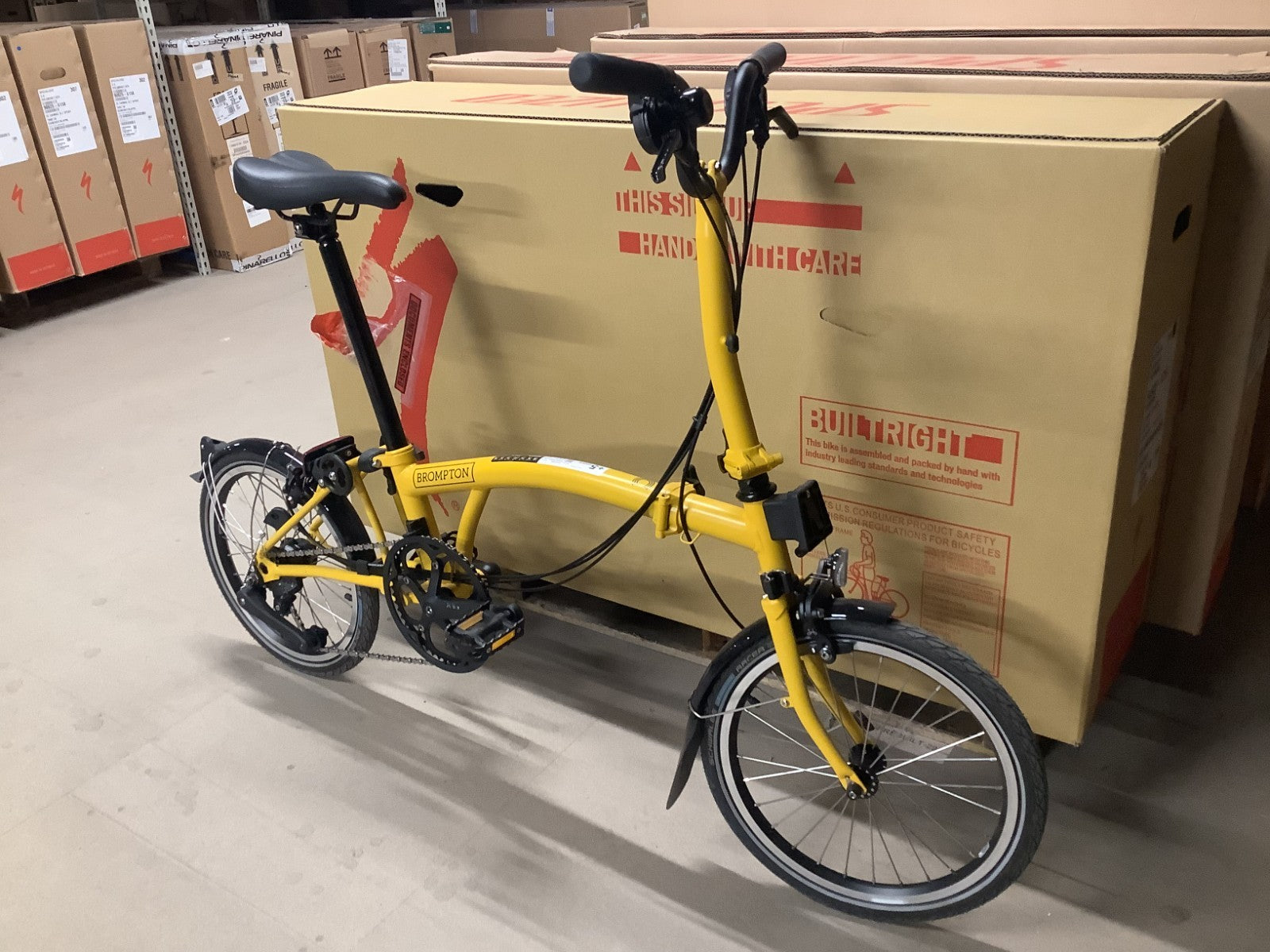 Brompton C Line 12 Speed Mid Bar Folding Bike 2025 12 Speed Bumblebee Yellow