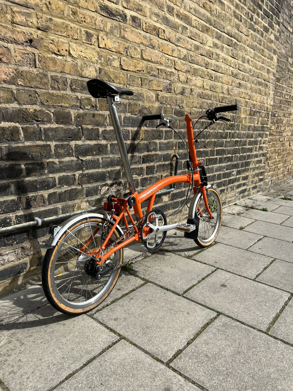 Brompton S3L Folding Bike 3-Speed, Orange + upgrades