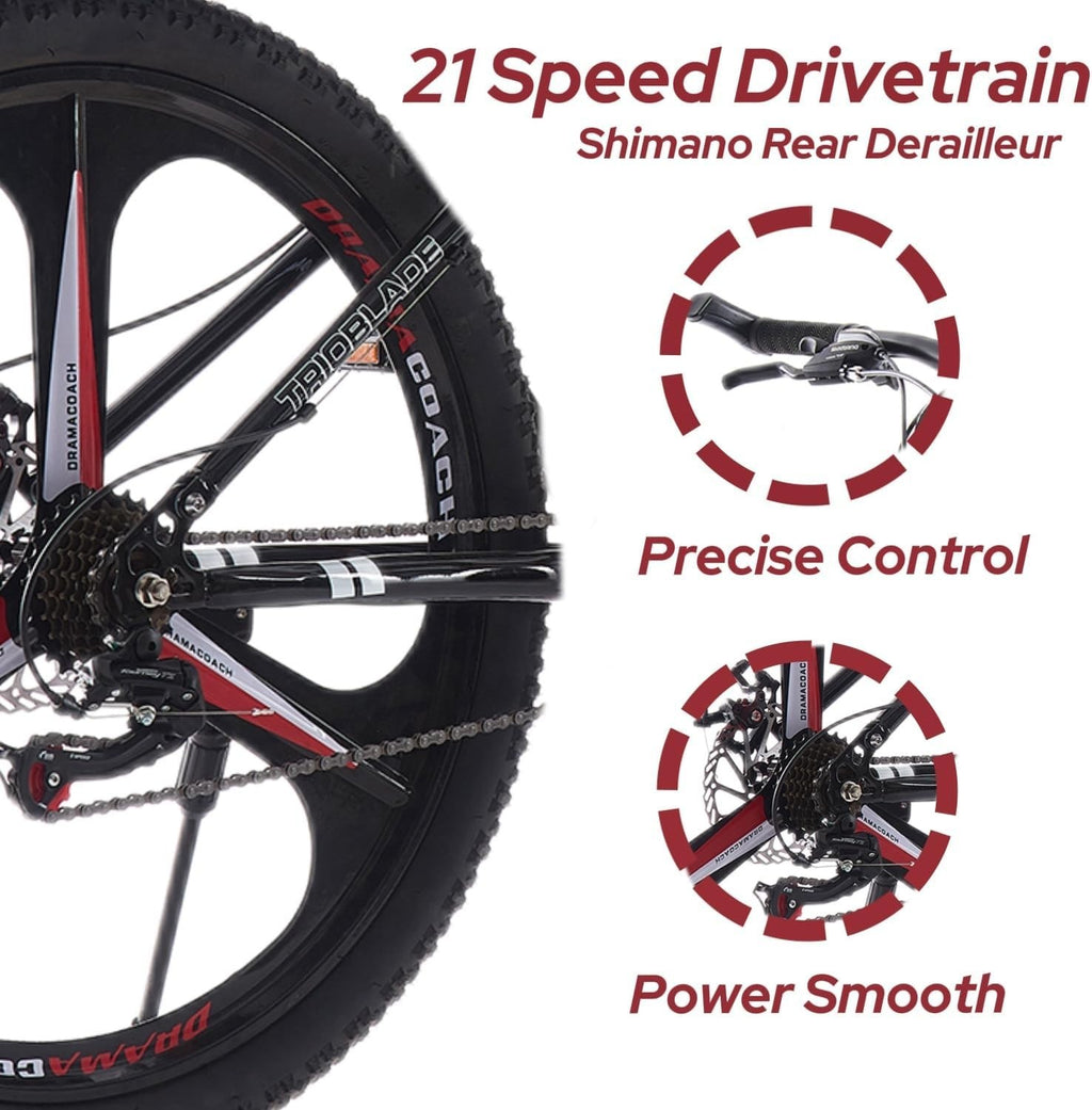 27.5" BlackRed Foldable Mountain Bike 21-Speed Dual Suspension Lightweight MTB