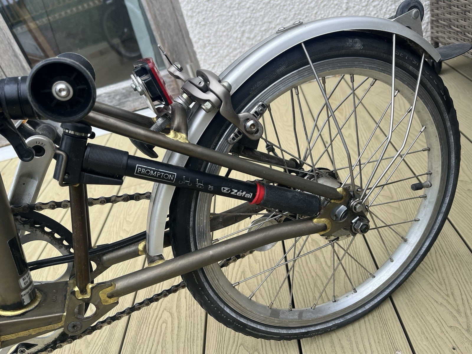 Brompton Folding Bike, Raw Lacquer, Brooks Leather Saddle, Front Bag, Pump, VGC