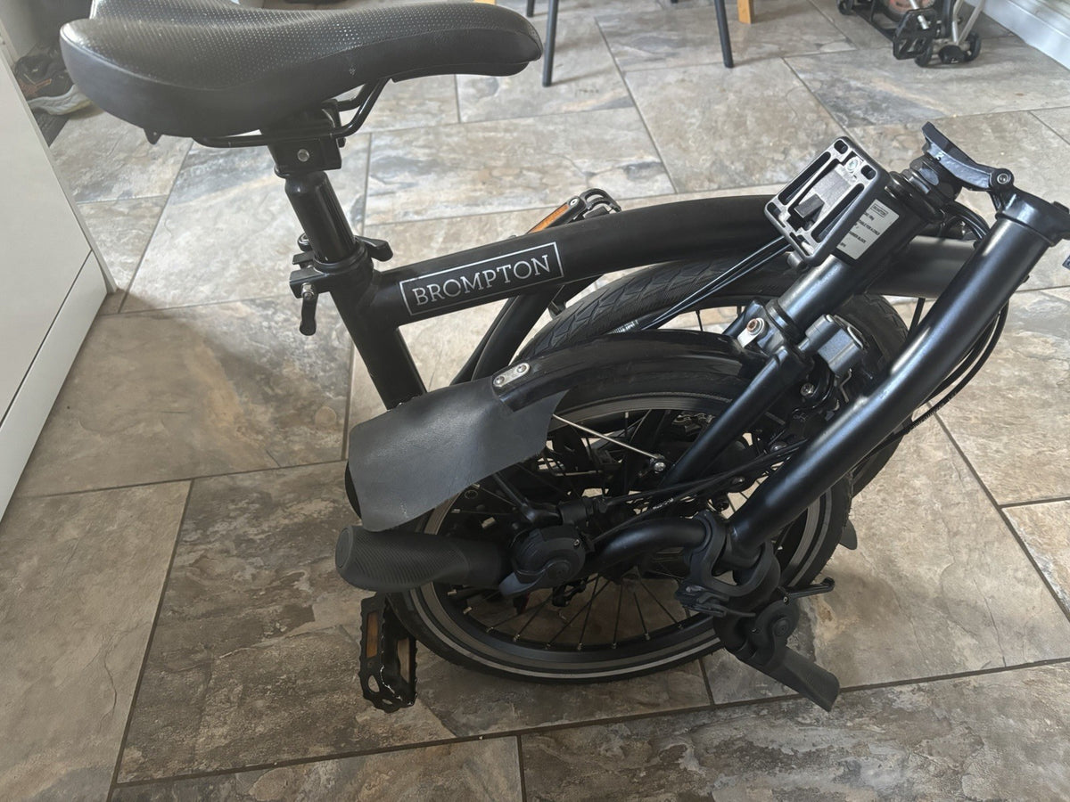 Brompton C Line 2023 Folding Bike Black 16in Mudguards 6 Speed Steel