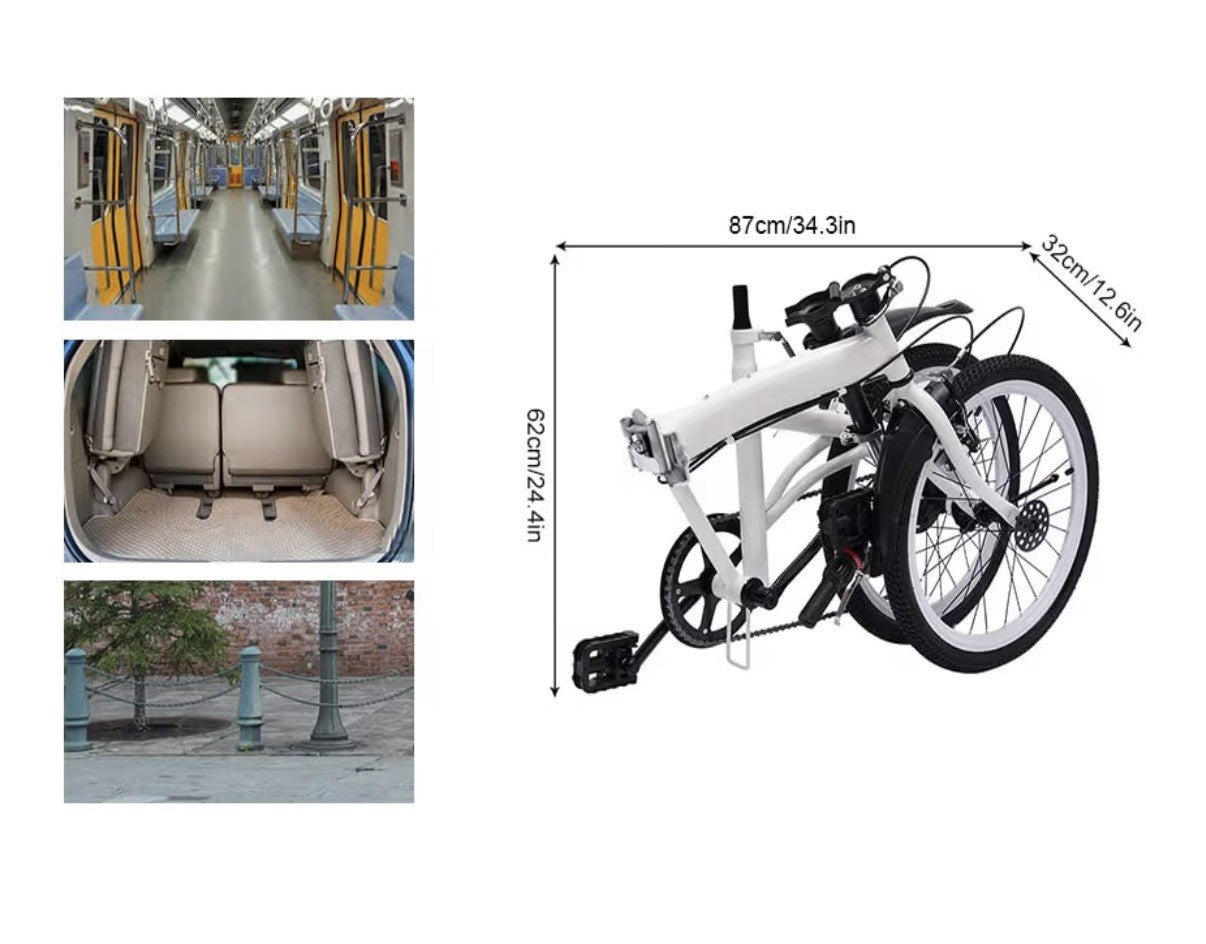 20inch Folding Bike Adjustable 6 Speed Adults Bicycle Alloy Foldable City Bike