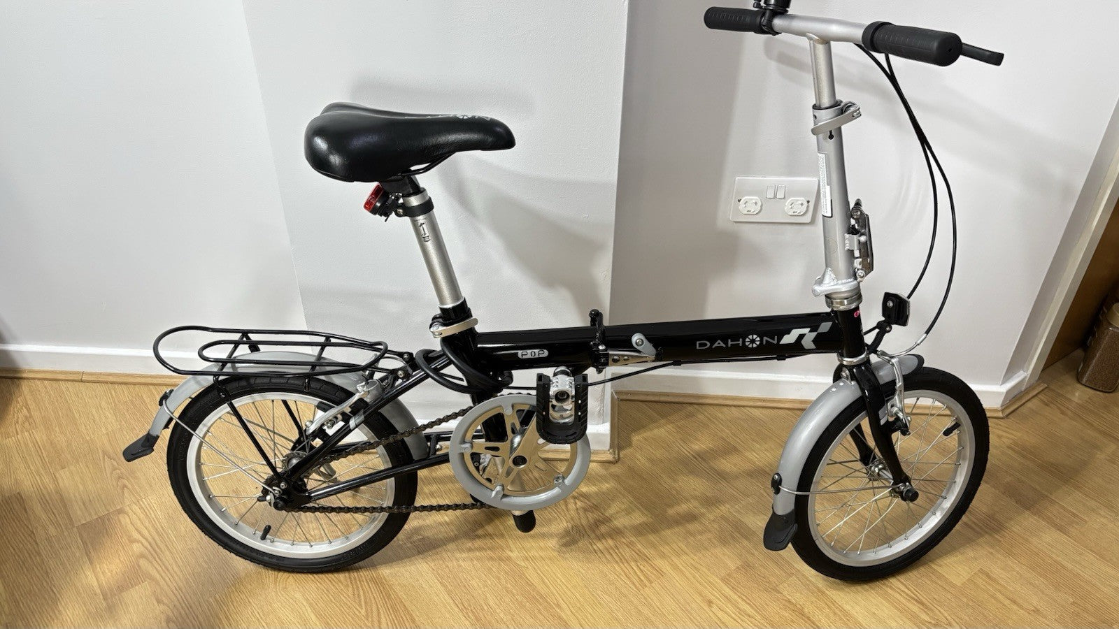 Dahon Pop 16 “Folding Bike Black/Silver/Grey, Rear Rack, Mudguards, Kickstand