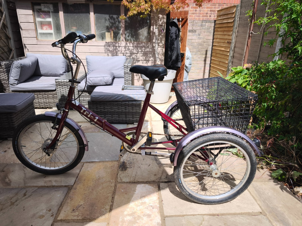 Adult Folding Pashley  Tricycle Tri-1 Burgandy 17" frame, good condition