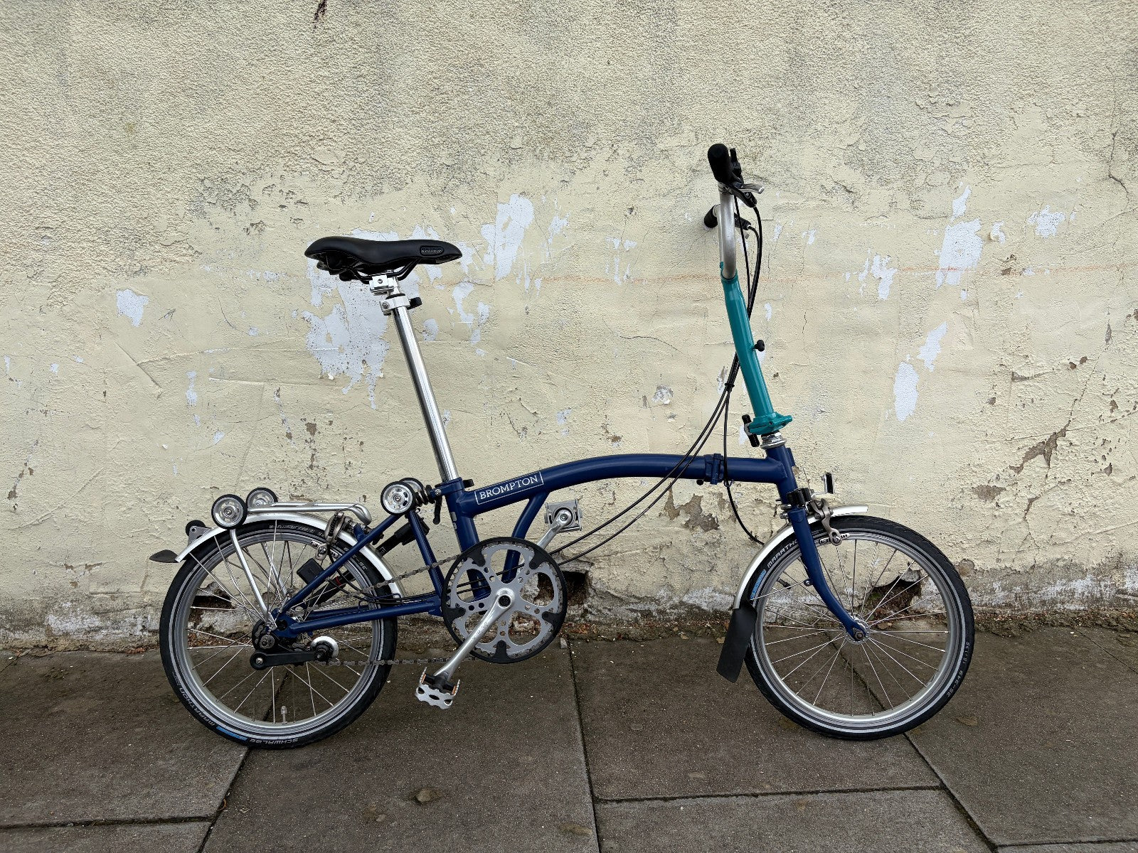 Brompton M3L folding bike 3 speed in two-tone blue