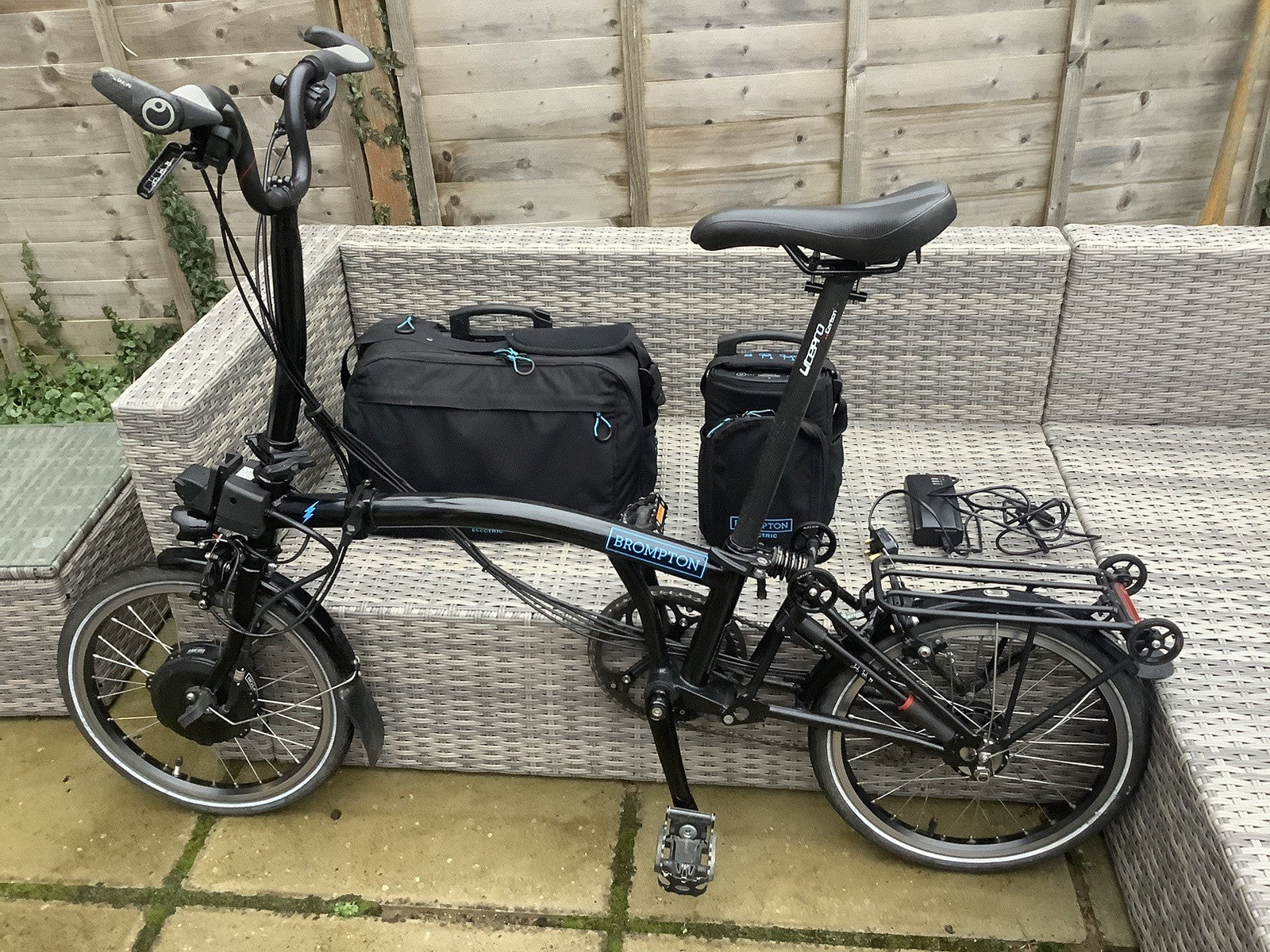 Brompton Electric C Line 6 Speed Black With Bags