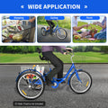 24 Inch Folding Adult Tricycle Trike Bike 7-Speeds 3-Wheel Bicycle & Back Basket