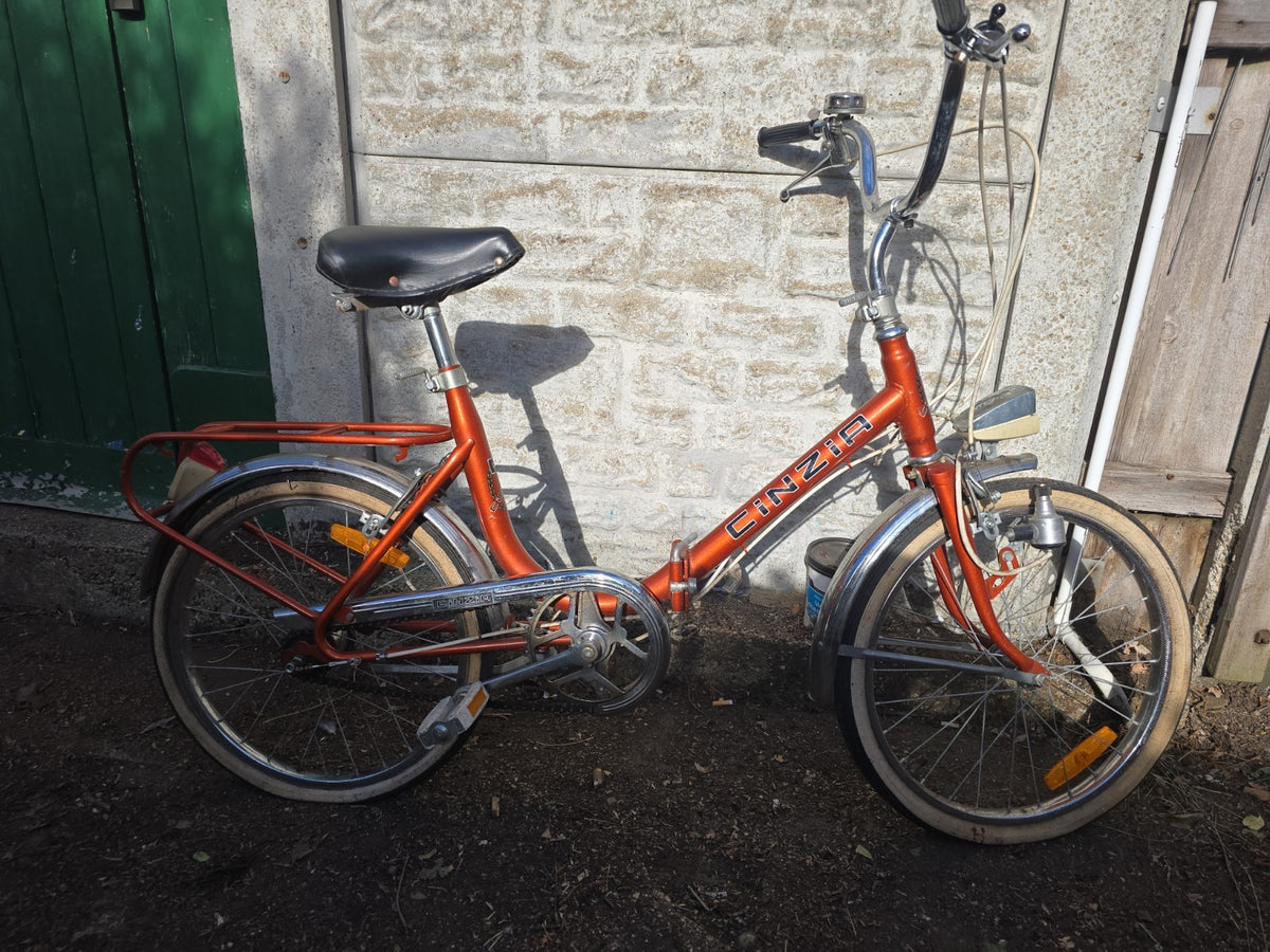 Cinzia Vintage Folding Bicycle Orange Frame Made In Italy 1980s Used Condition