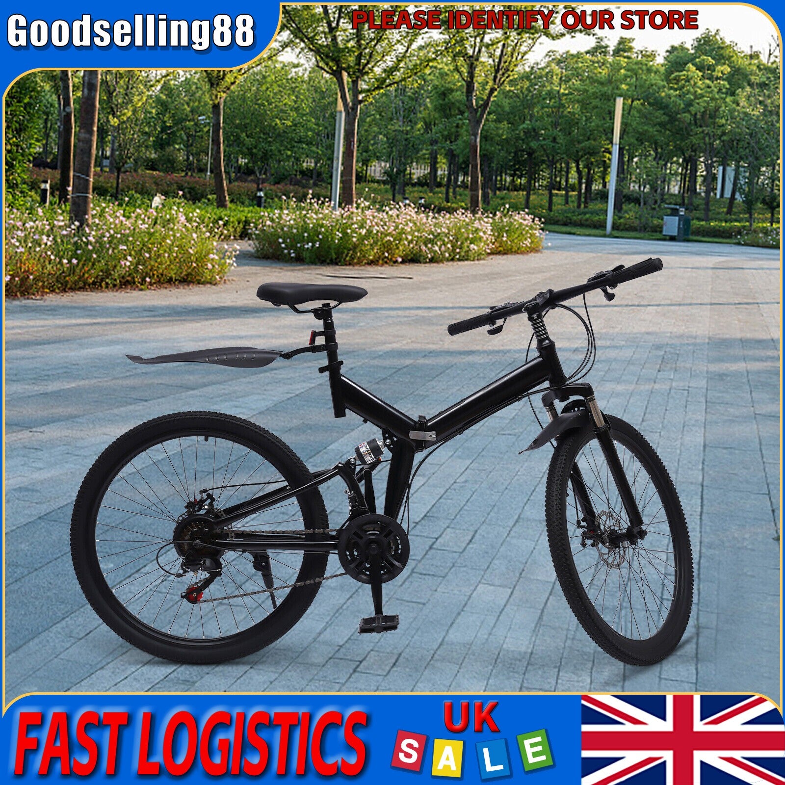 26" 21-Speed Folding Mountain Bike Foldable Bicycle Disc Brake Mountain Bike NEW