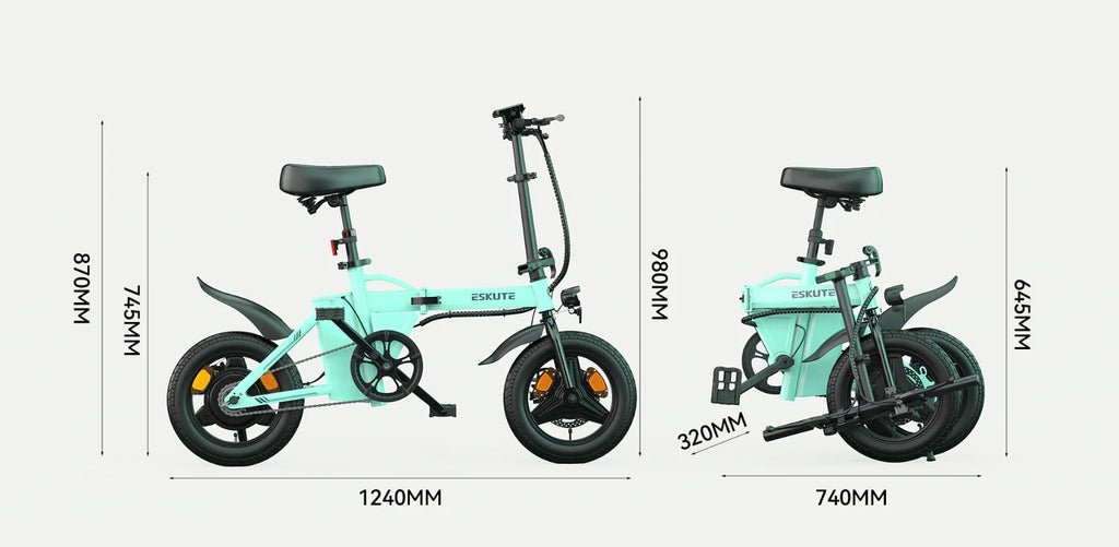 14" Portable Commuter Bike 50km 36V 9A Folding City Bike Full Disc-F200R LG