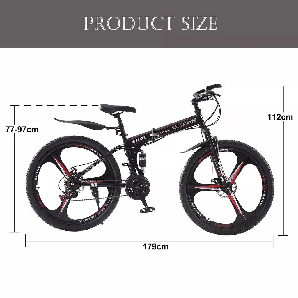 24 26 27.5Inch Wheel Folding Mountain Bike 21 Speed Full Suspension Bicycle Men