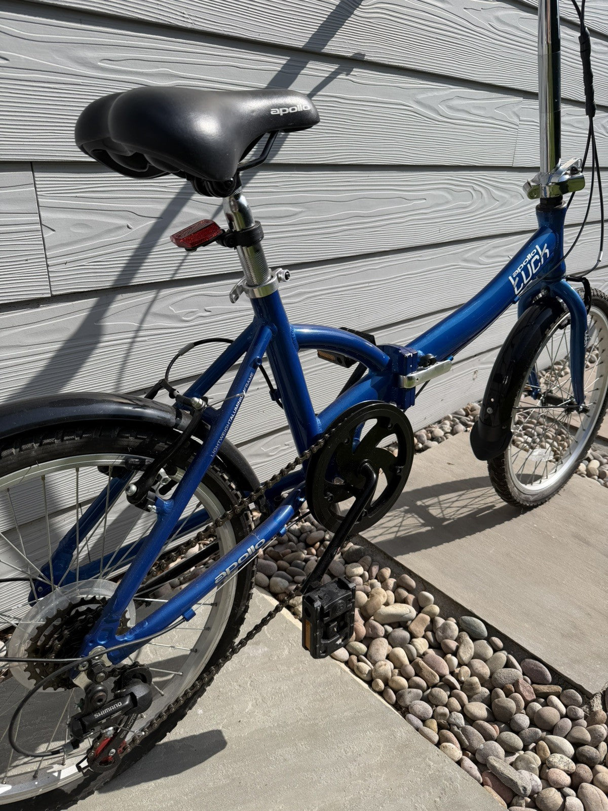 apollo tuck folding bike, blue, six-speed