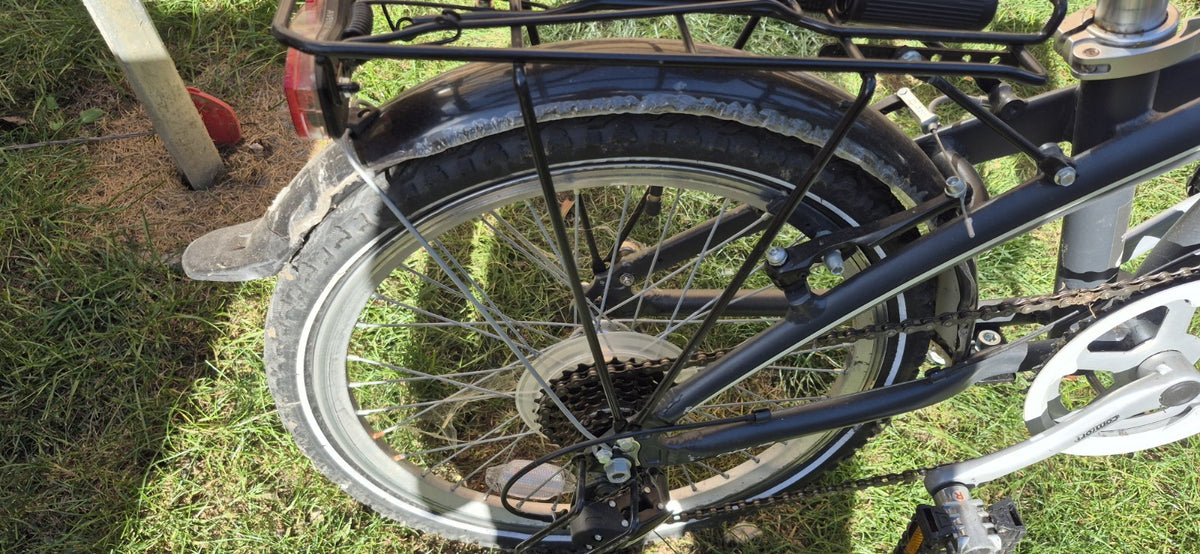ORUS 20in Folding Bike 6-Speed Derailleur, Rear Rack, Mudguards, Grey