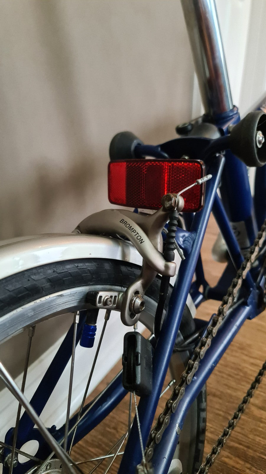 Brompton Folding Bike Blue 16in M Frame Cruiser Bar Caliper Brakes Mudguards