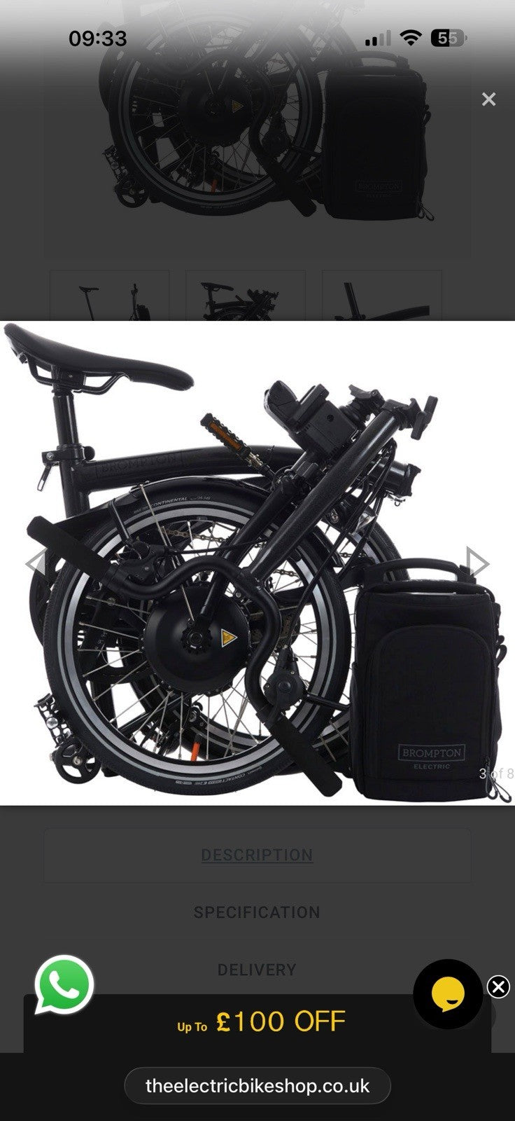 Brand New Brompton P- Line Explore With Roller Frame, 12 Speed, Midnight Black