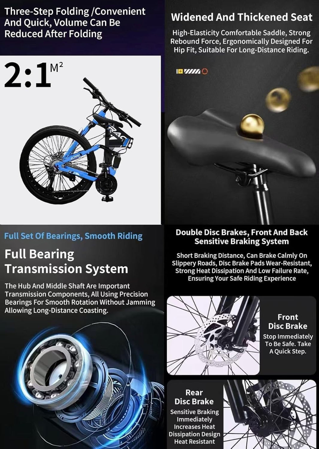 26", 27.5" Foldable Lightweight Adult Mountain Bike Urban & Trail Riding